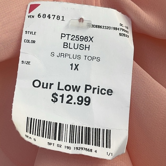 Womens juniors tank blouse cute open back lace pink top size 1X junior womens - Picture 7 of 10